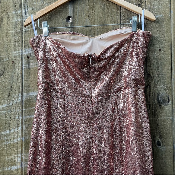 Burgundy and Rose Gold Ombre “Kiss Me” Strapless Maxi Dress 🌿 - Picture 9 of 11